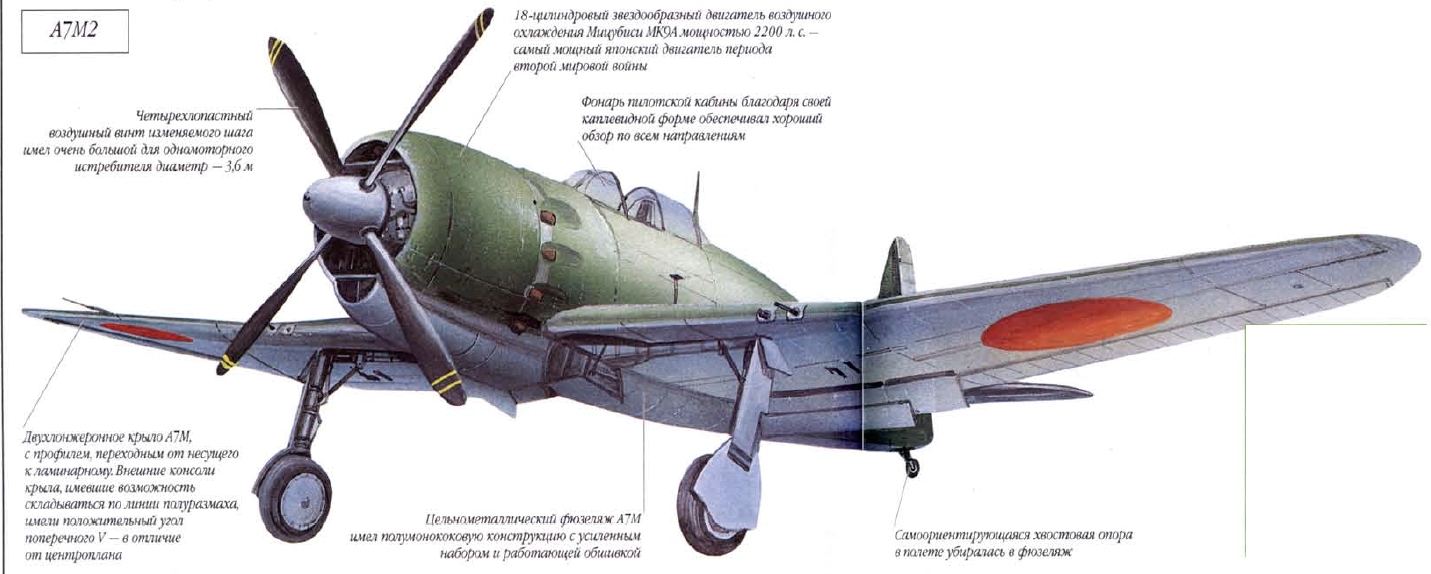 M 7 4 be. А7м Реппу Мицубиси. A7m1 японский самолет. Истребитель Mitsubishi a7m2 «Реппу». А7 японский истребитель.