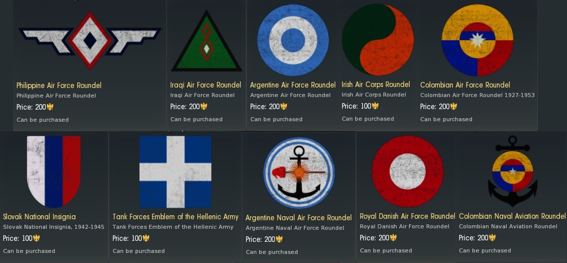 the national roundels if unlockable only with GE or like the other roundels already in ga...