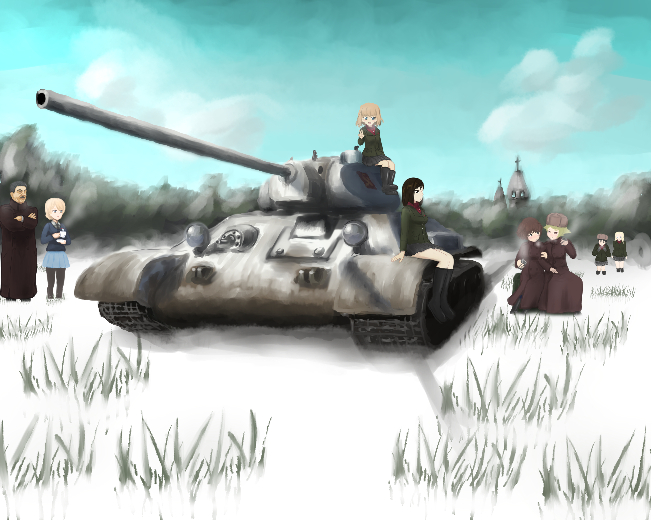 #<b>Т</b>_<b>34</b>_57. artist: ЧEР(ち ぇ る). #Stalin_is_watching_you_tenk. 