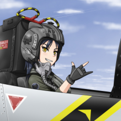 manga style version of a female Mecha Pilot with no hair sitting inside the  cockpit looking directly at viewer